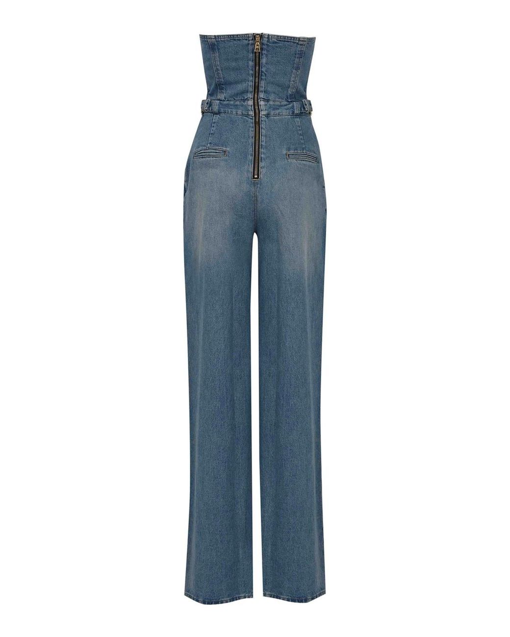 Elisabetta Franchi Blue Bustier Jumpsuit