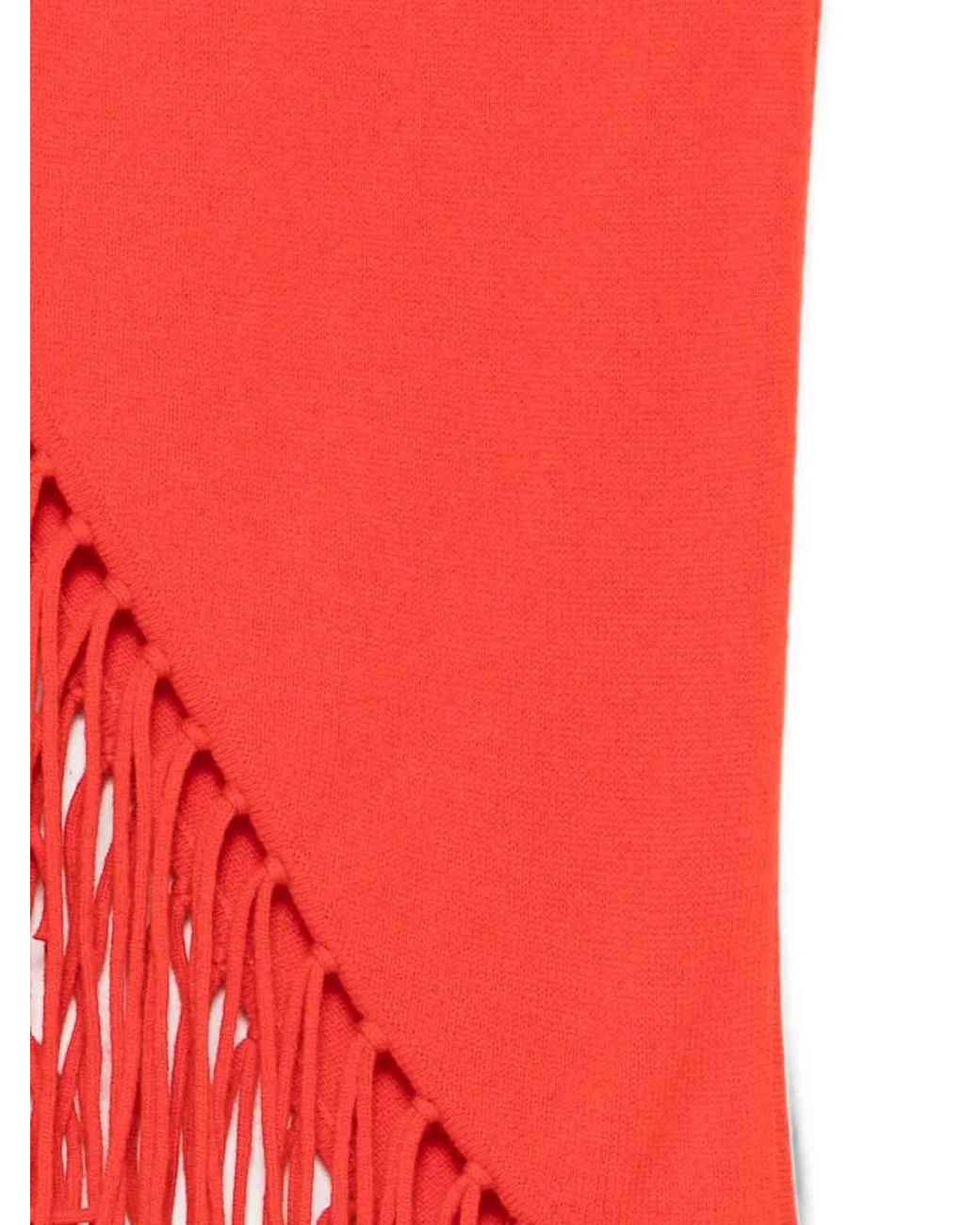 P.A.R.O.S.H. Red Fringe-Trim Triangular Scarf