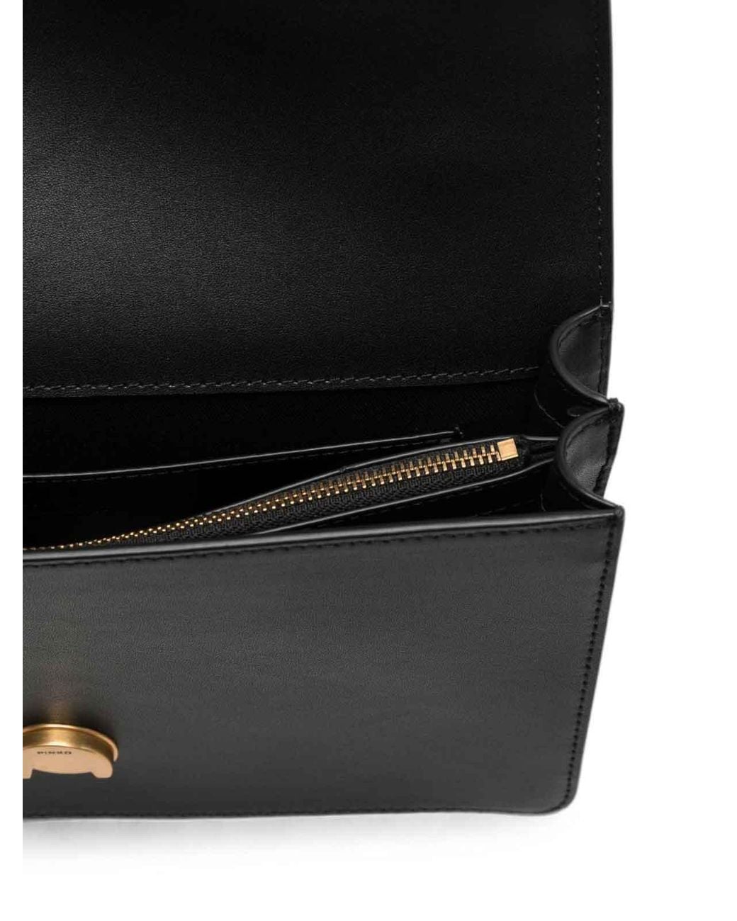 Pinko Black Leather Love One Classic Handbag