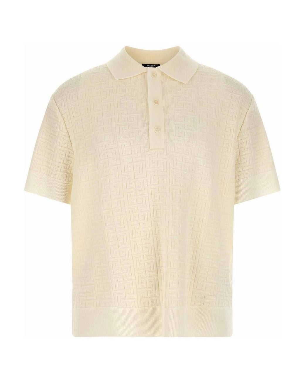 Balmain Natural Monogram Jacquard Polo Shirt for men