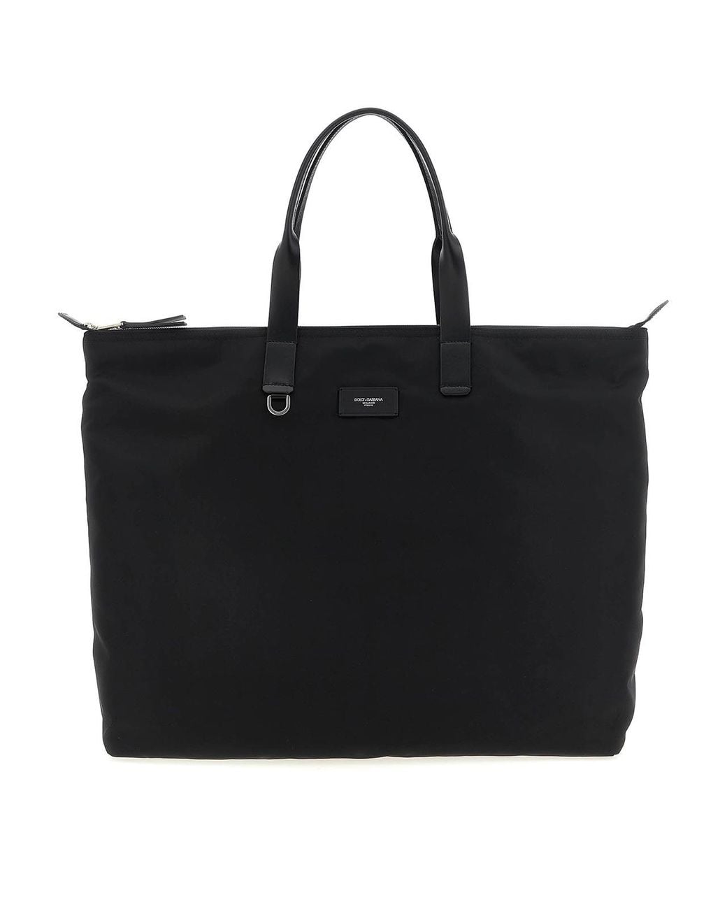 Dolce & Gabbana Black Big Logo Patch Shopping Bag for men