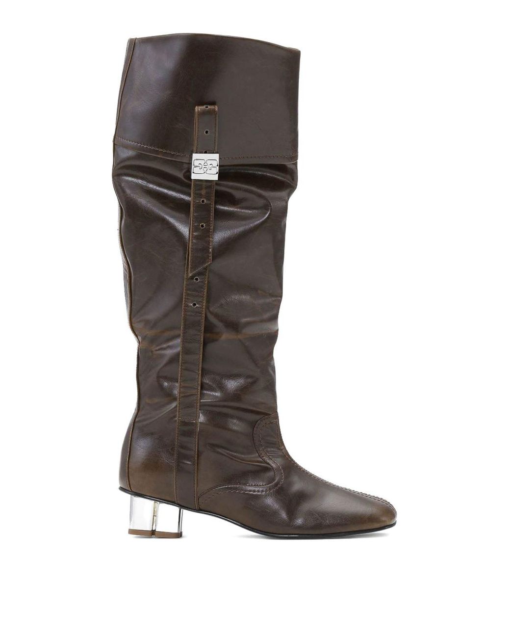 Ganni Brown Dark Knee-High Boots