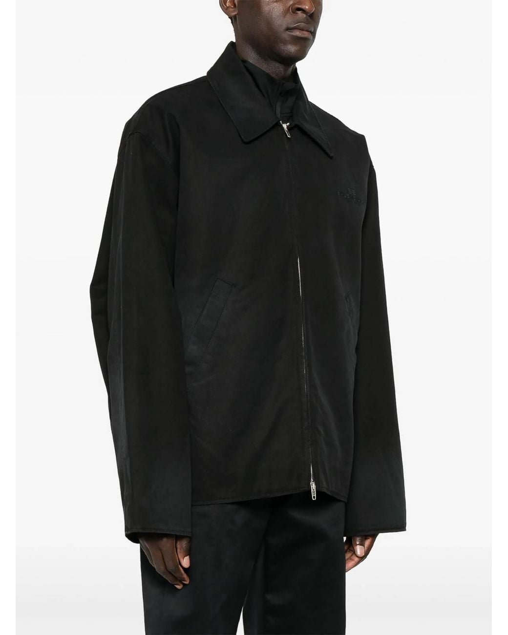 Balenciaga Black Logo-Embroidered Jacket for men