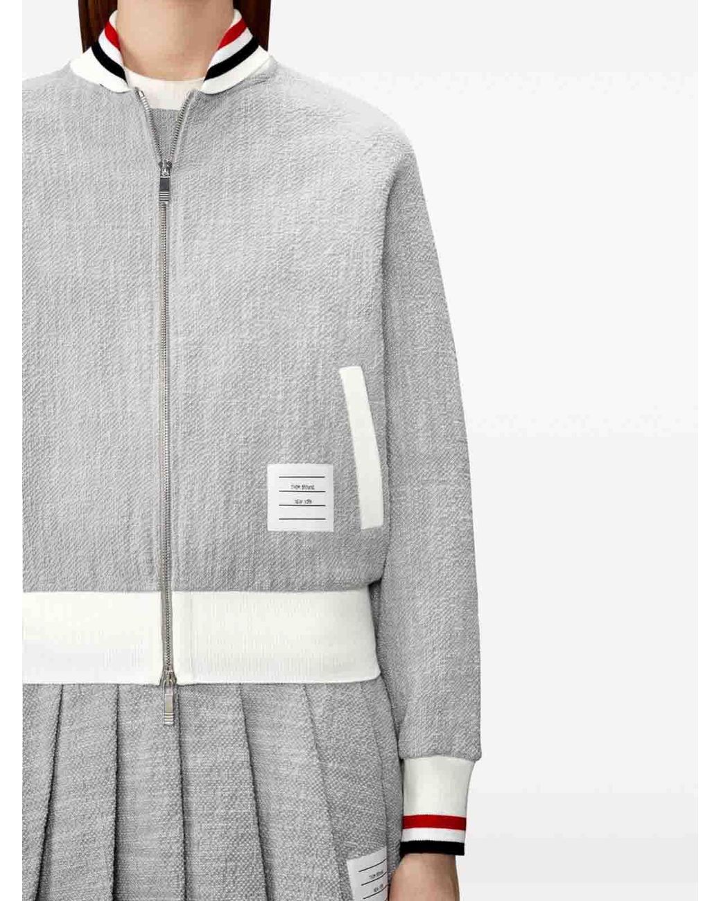 Thom Browne Gray Zip-Up Bomber Jacket
