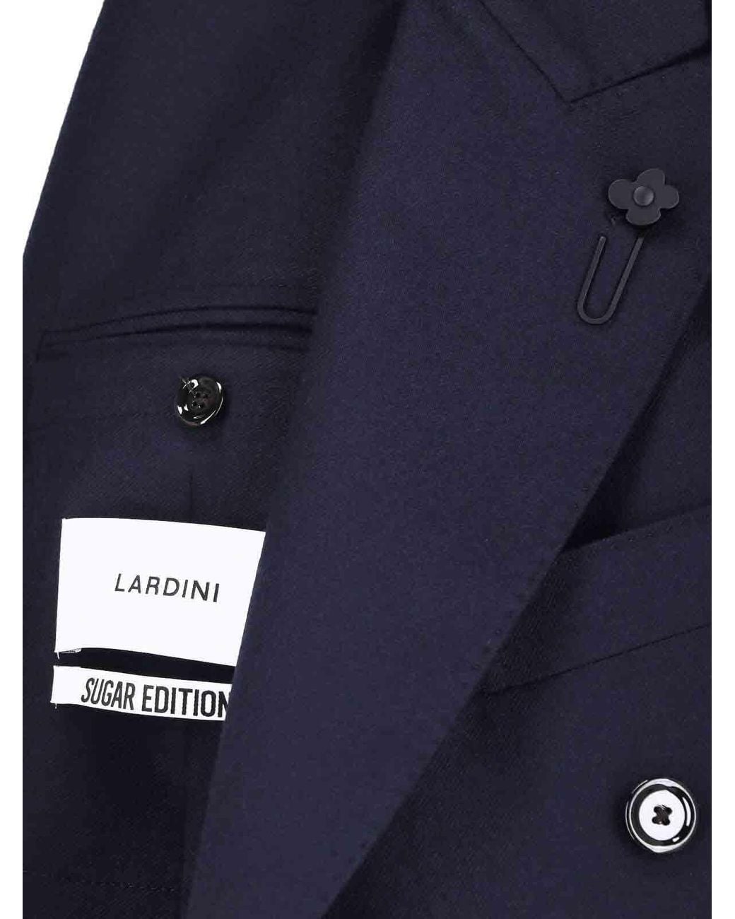 Lardini Blue Double-Breasted Wool Blazer for men