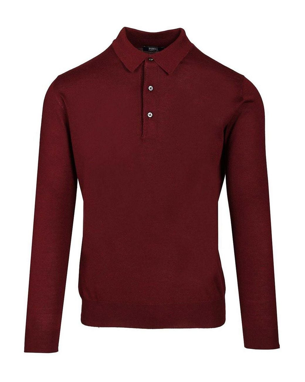 Fedeli Red Long-Sleeved Polo Shirt for men