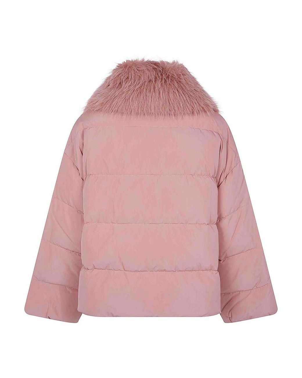 Twinset Pink Faux Fur Neck Puffer Jacket