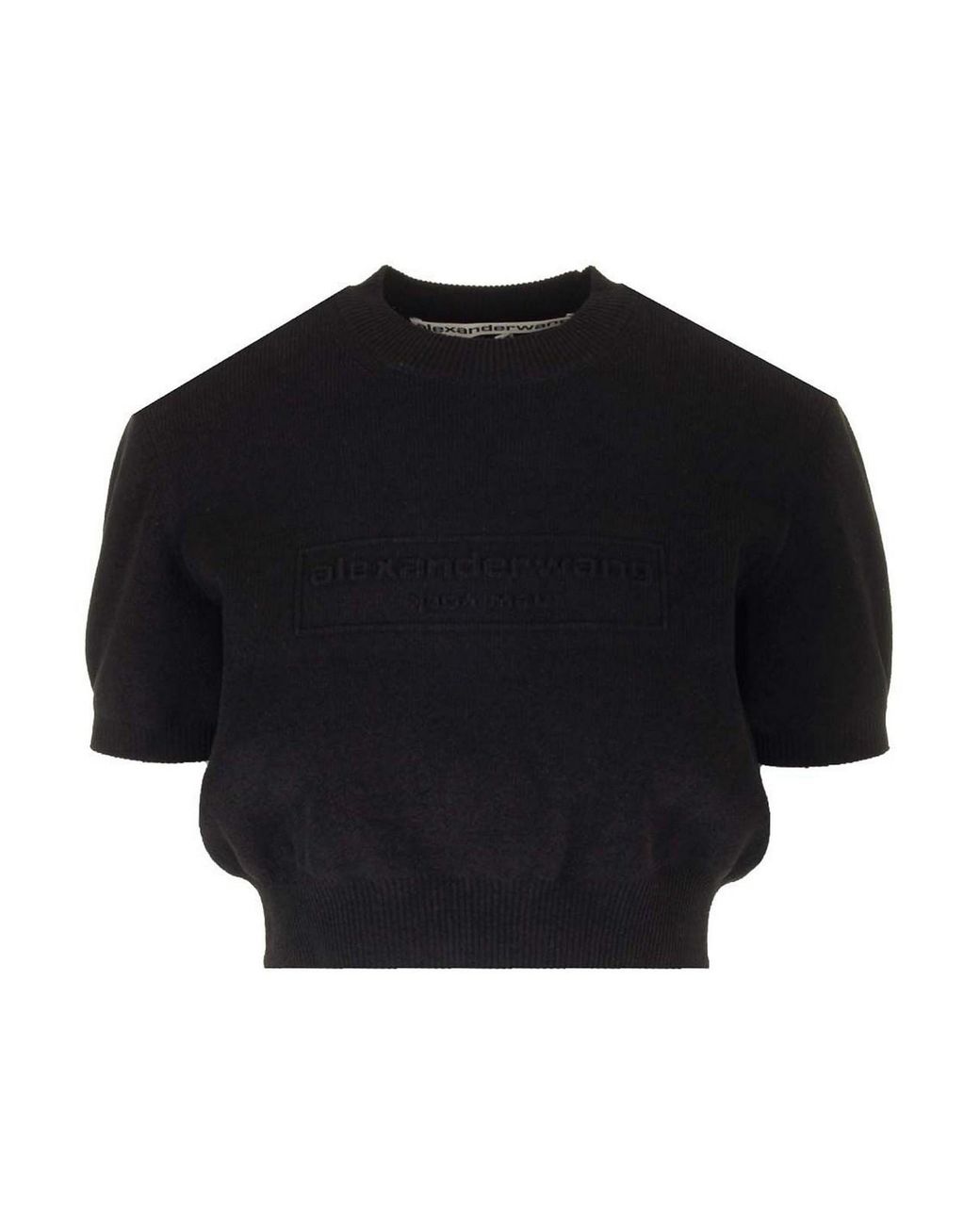Alexander Wang Blue Cropped Crew Neck Sweater