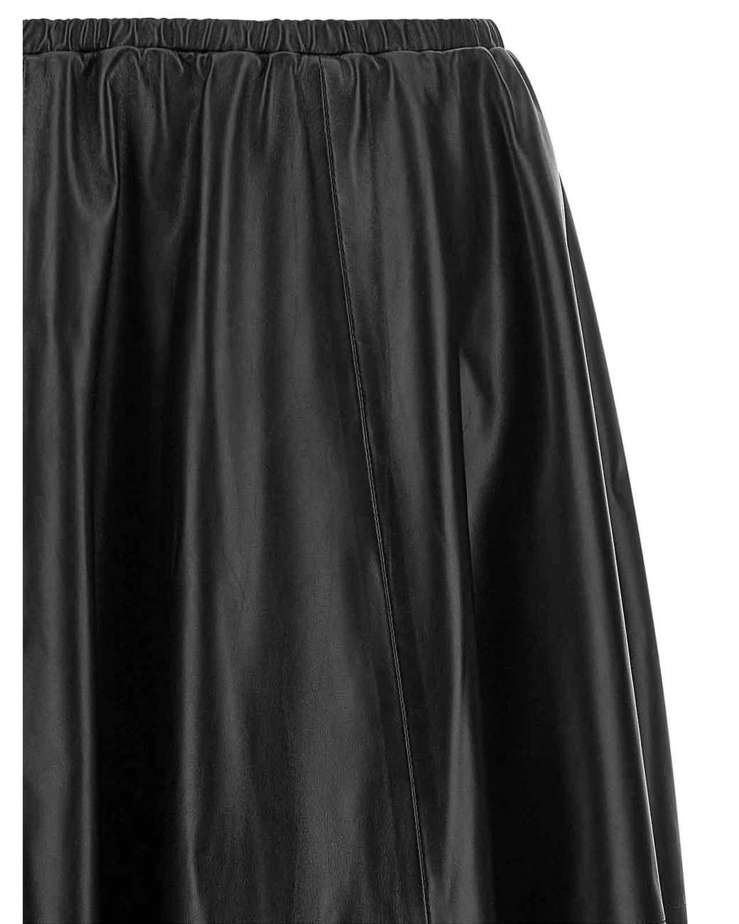 Alberta Ferretti Black Leather Skirt