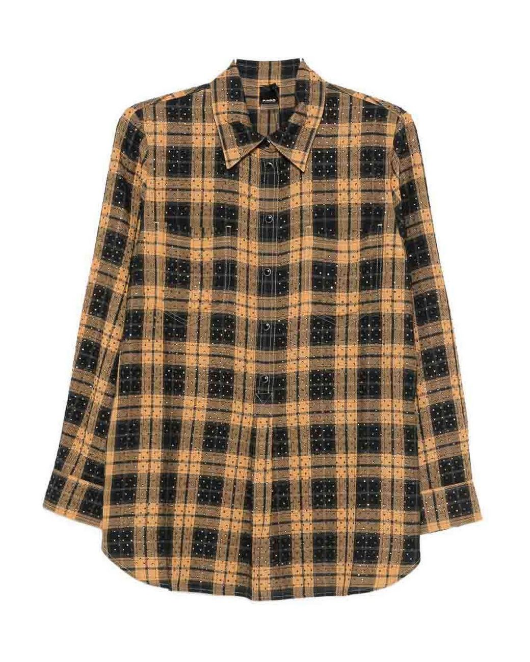 Pinko Multicolor Checked Crystal-Embellished Shirt