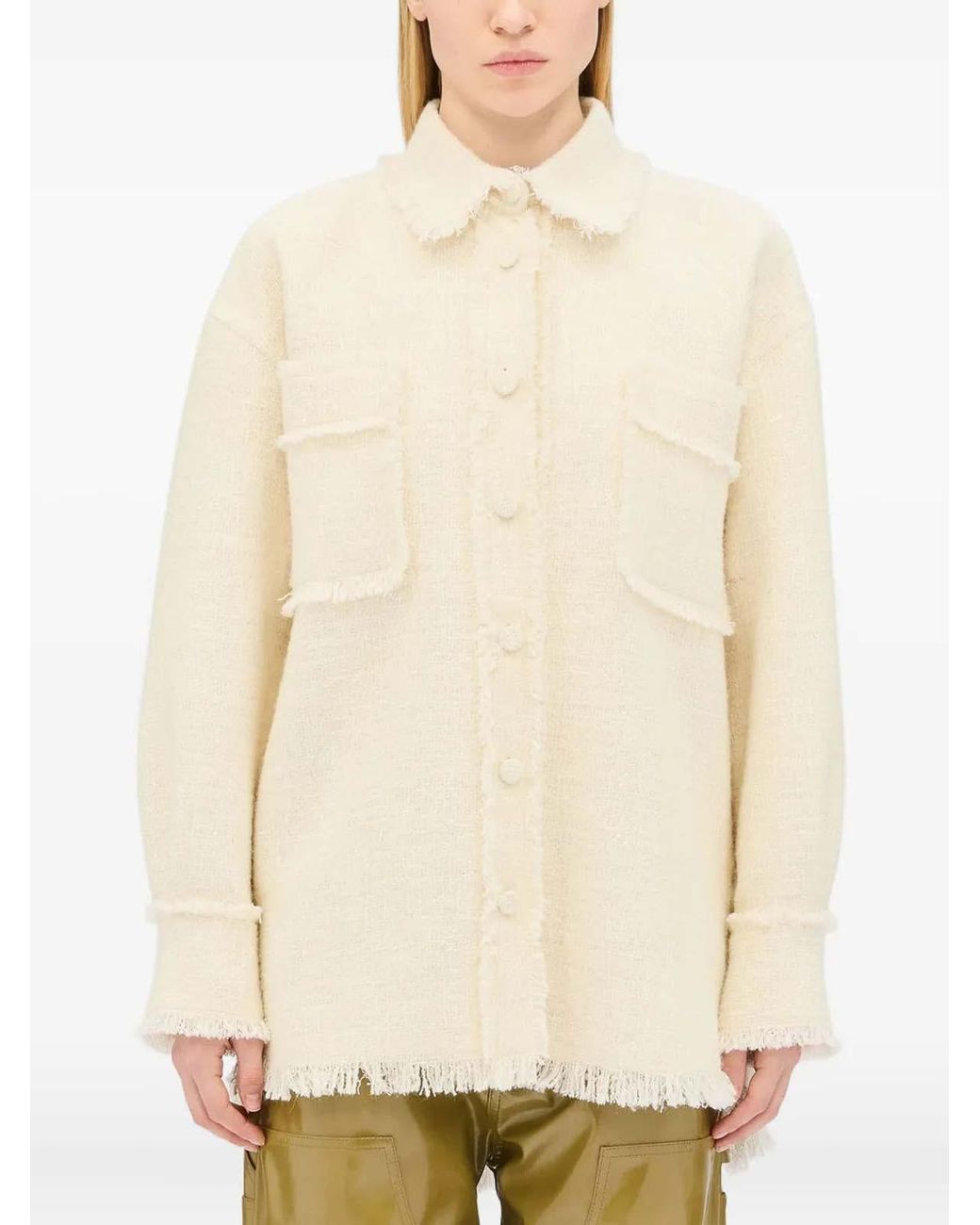 MSGM Natural Msgm Ivory Shirt Jacket
