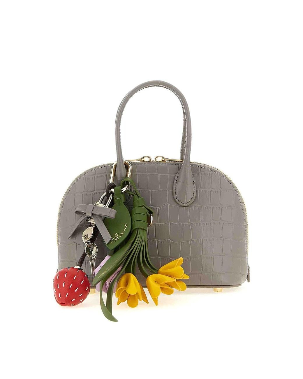 Self-Portrait Metallic Croc Leather Mini Toast Handbag