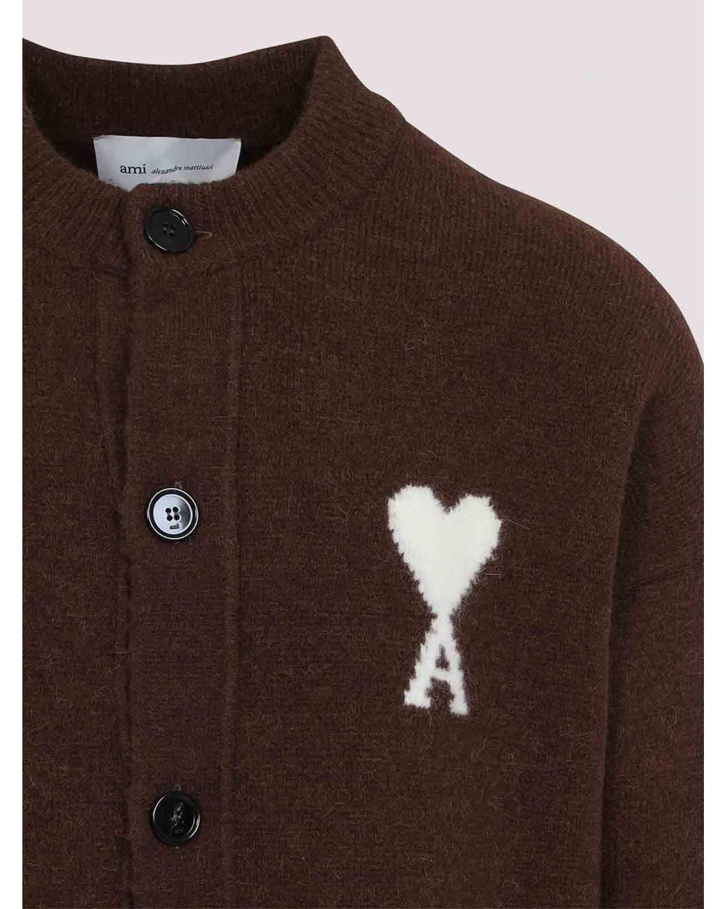 AMI Brown Adc Cardigan for men