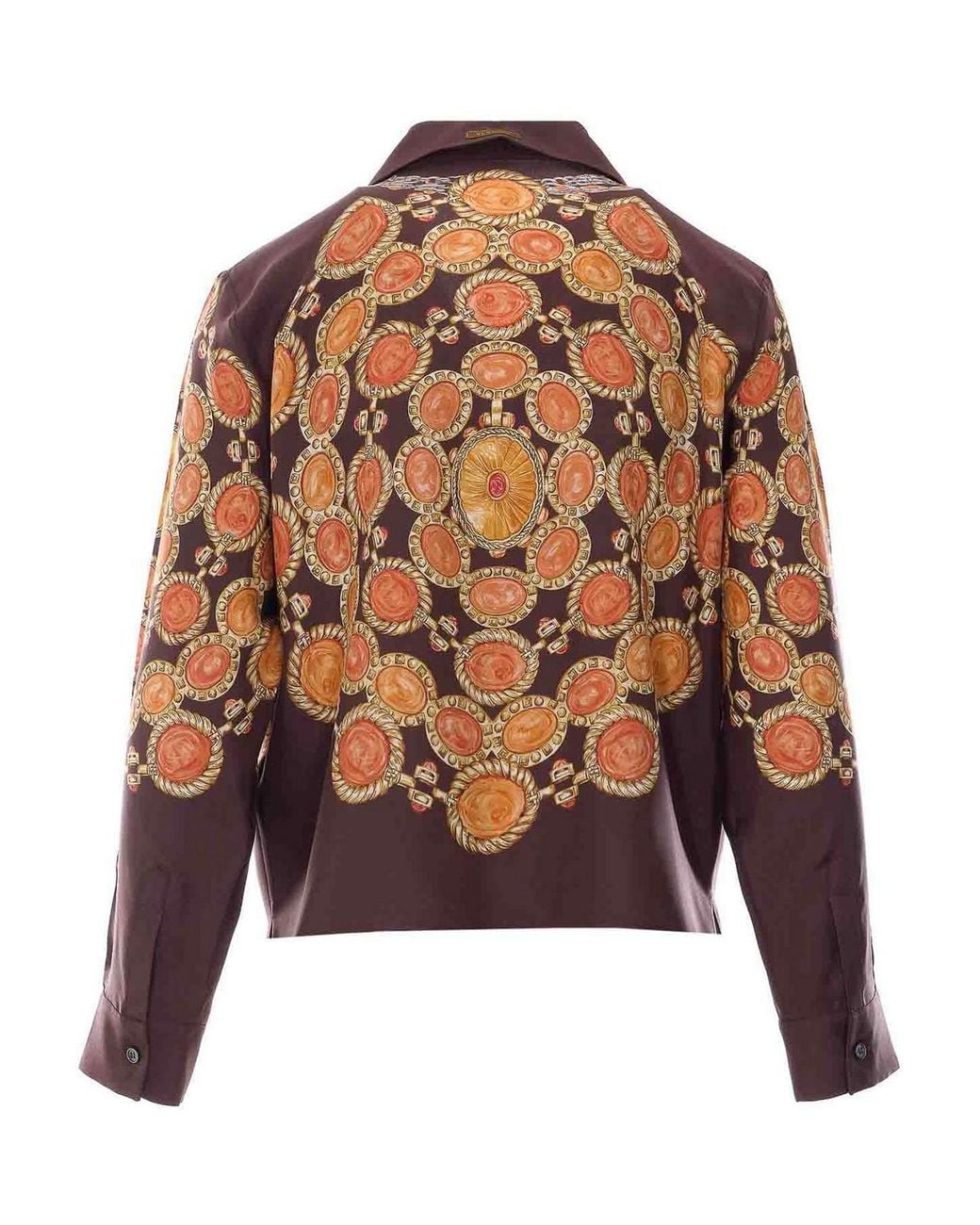 Versace Brown Printed Silk Twill Shirt