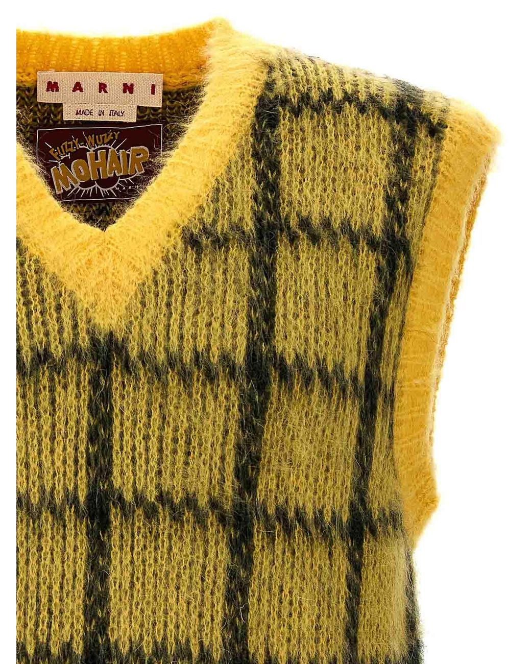 Marni Yellow 'brushed Check Fuzzy Wuzzy' Vest for men