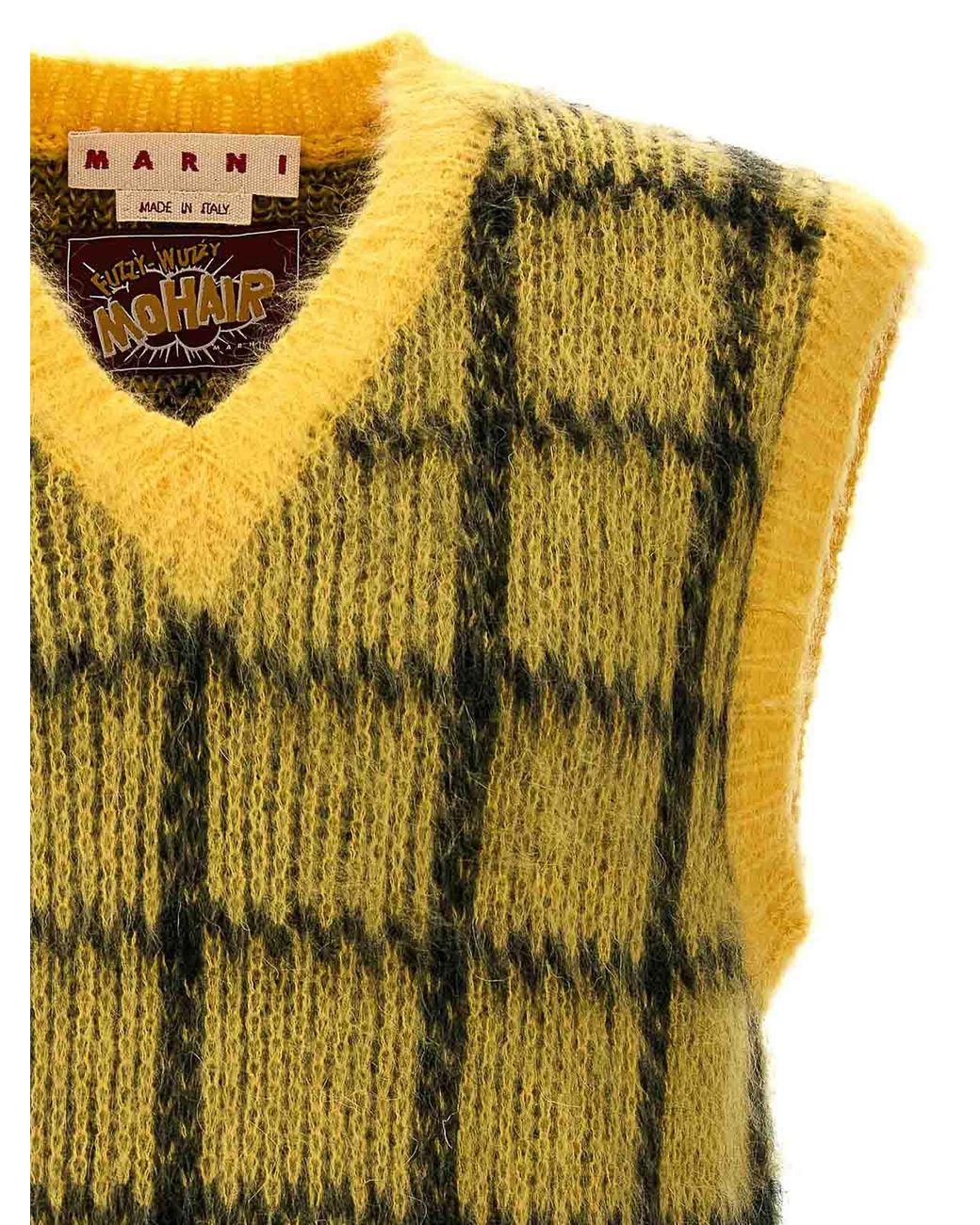 Marni 'brushed Check Fuzzy Wuzzy' Vest in Yellow for Men | Lyst UK