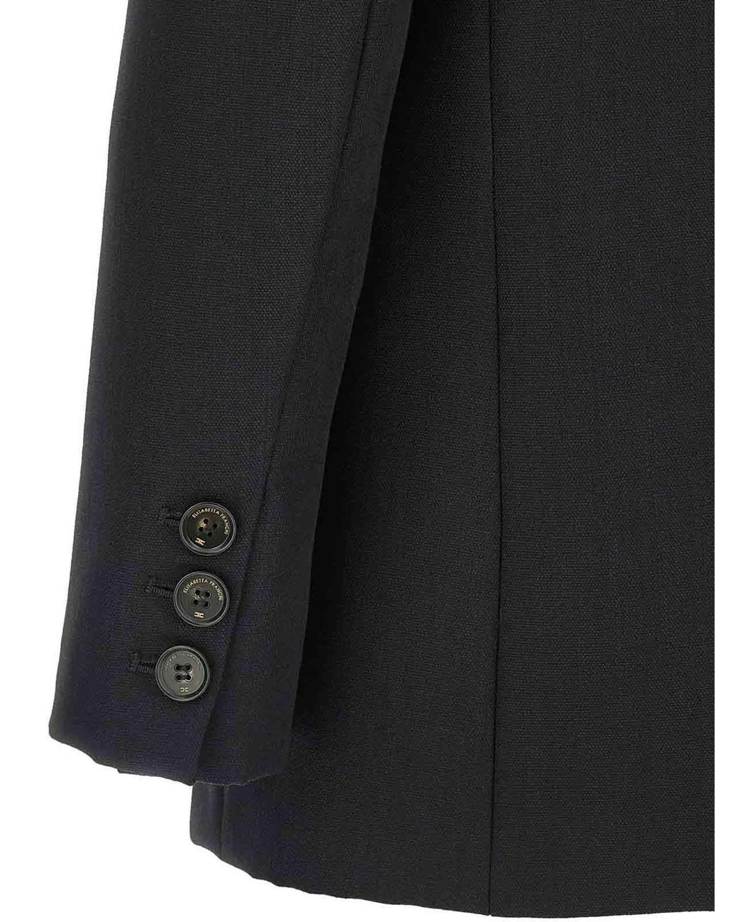 Elisabetta Franchi Black Virgin Wool Double-Breasted Blazer