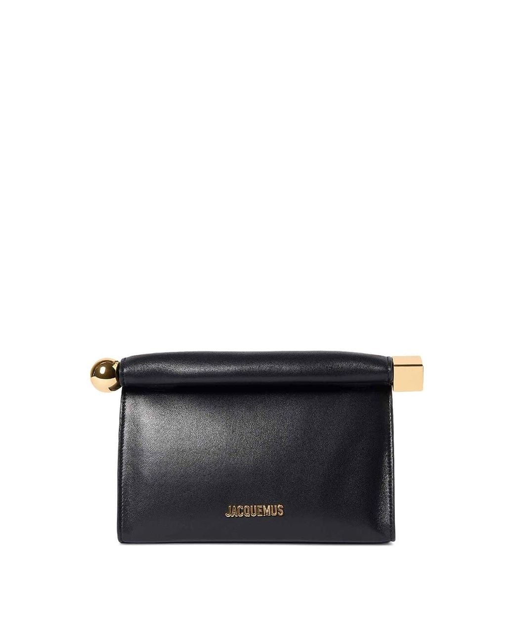 Jacquemus Black Le Sac Rond Carre Leather Clutch