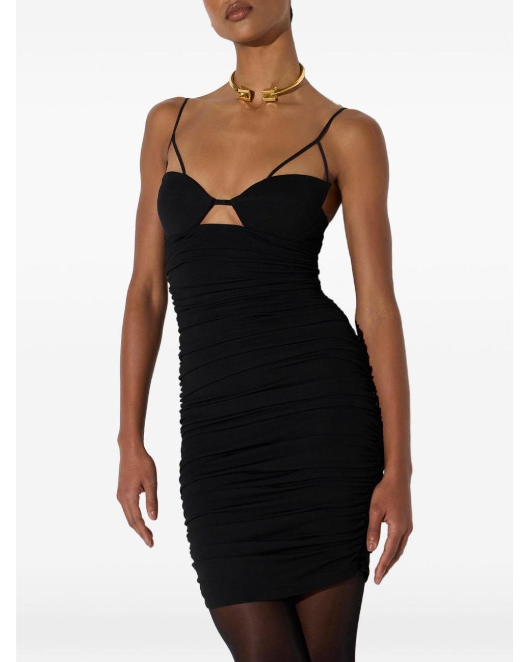 Elisabetta Franchi Black Draped Crpe Jersey Mini Dress