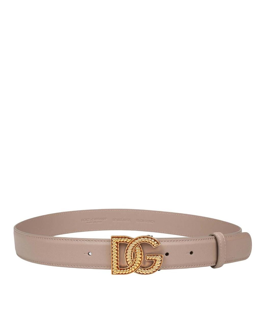 Dolce & Gabbana Natural Plonge Leather Belt Mole Color