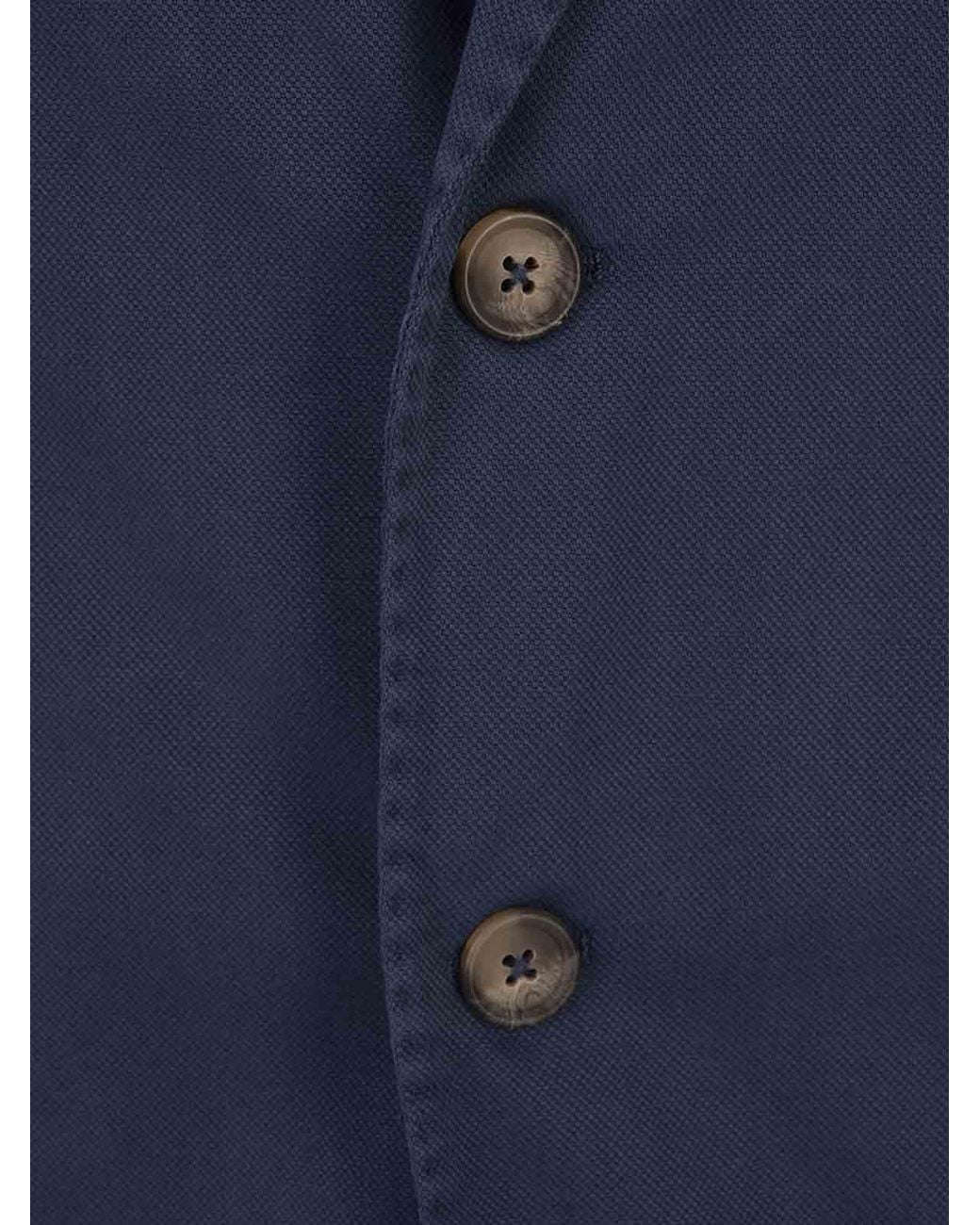 RUSSO CAPRI Blue Oxford Cotton Blazer for men