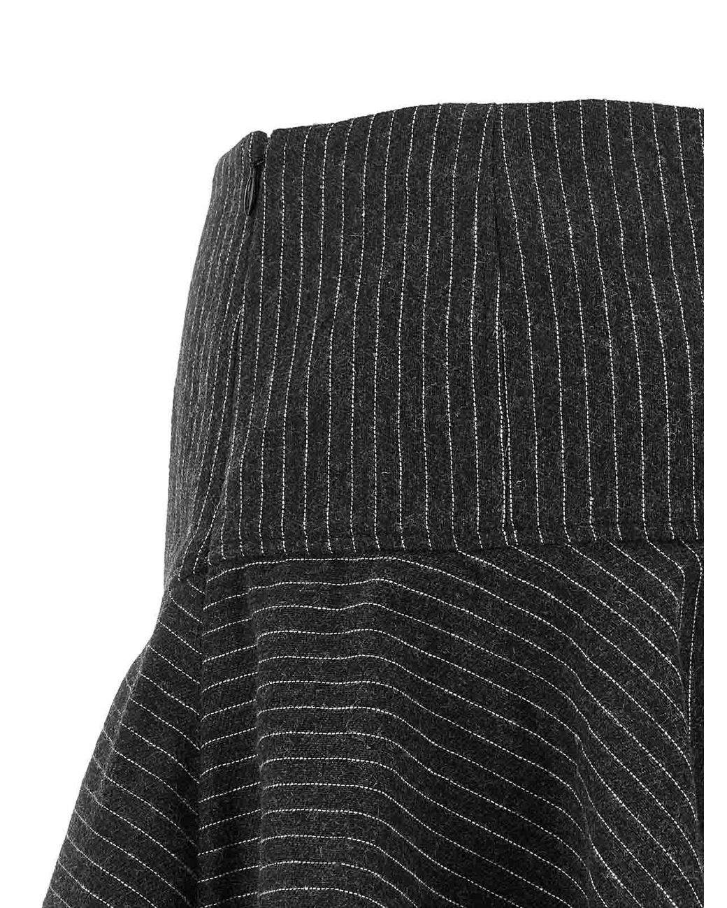 Ganni Black Pinstriped Flannel Skirt