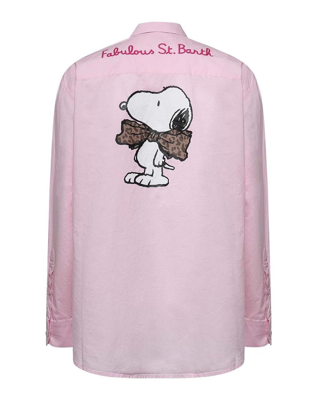 Mc2 Saint Barth Pink Brigitte Poplin Shirt With Snoopy Print