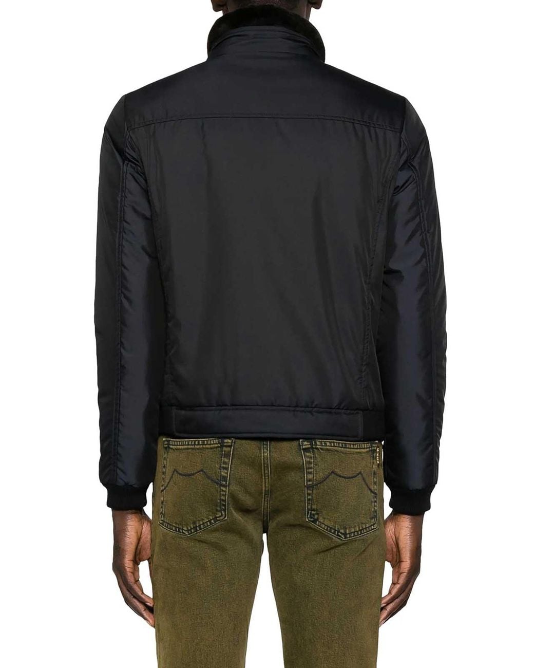 Moorer Blue Technical Fabric Bomber Jacket for men