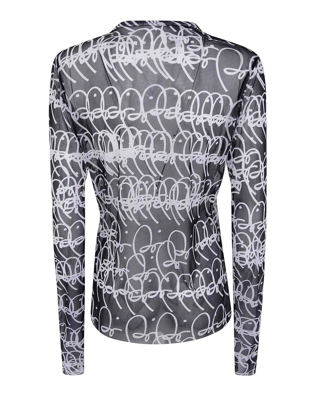 Maria Calderara Blue Loose T-Shirtgraphic Pattern Large Bi