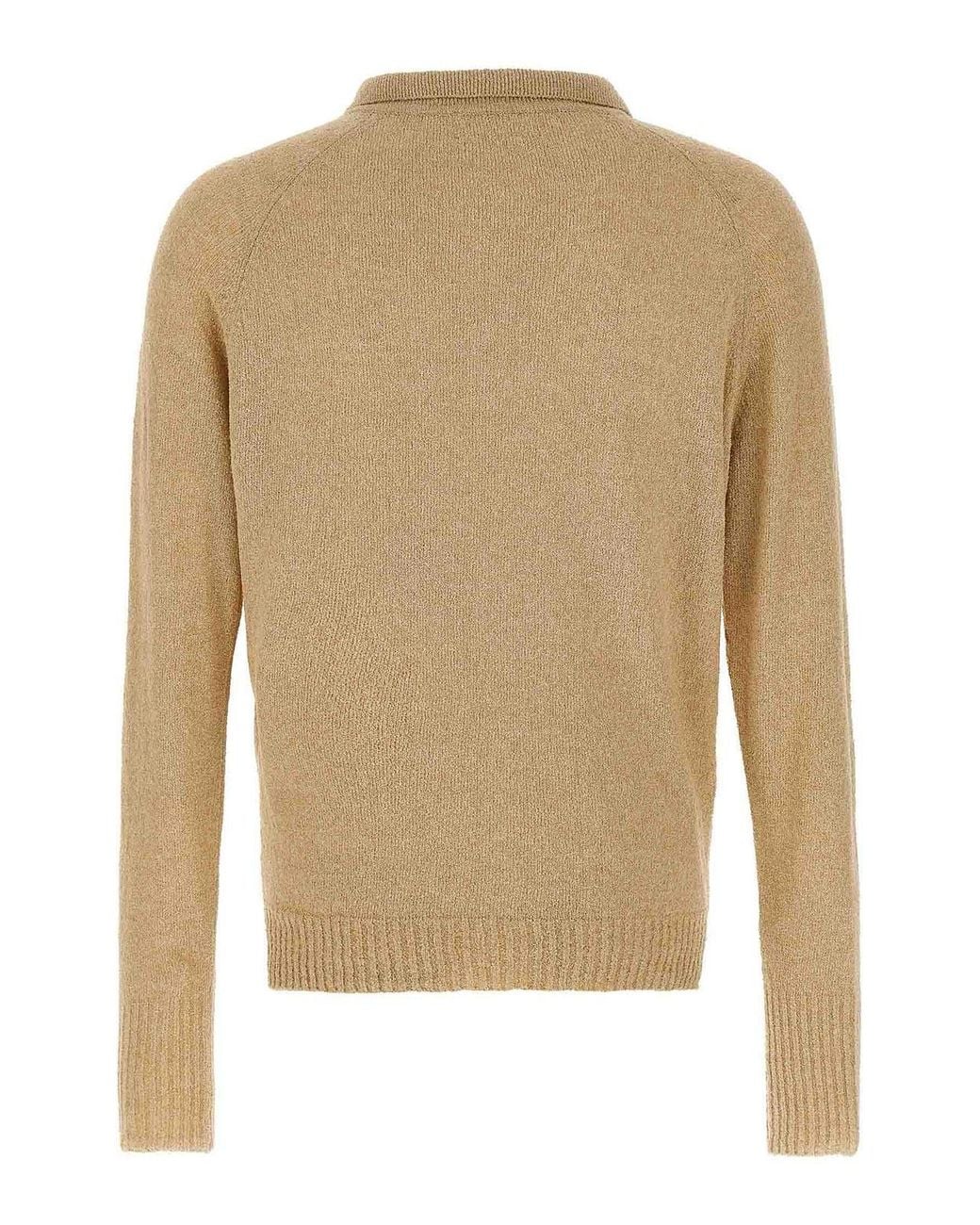 Ma'ry'ya Natural Boucl Cotton Polo Shirt for men