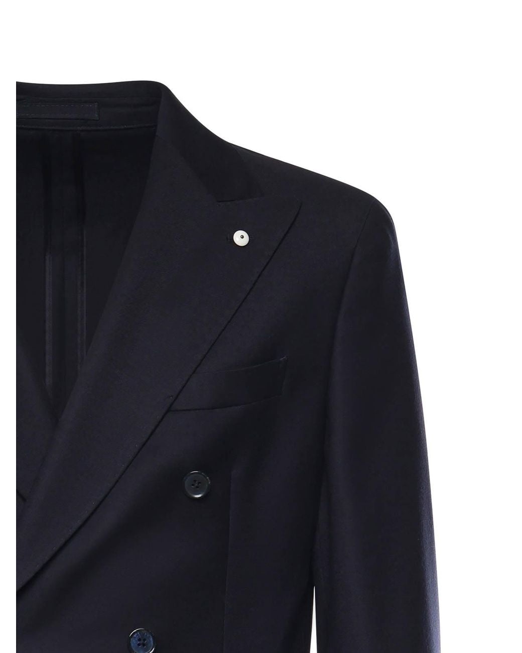 Lubiam Blue Double-Breasted Wool Blazer for men