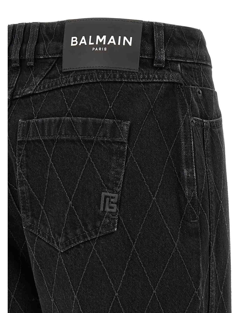 Balmain Black Diamond-Shaped Jeans