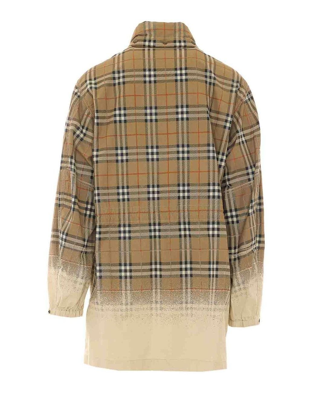 Burberry Natural Tropical Gabardine Parka With Gradient Check for men