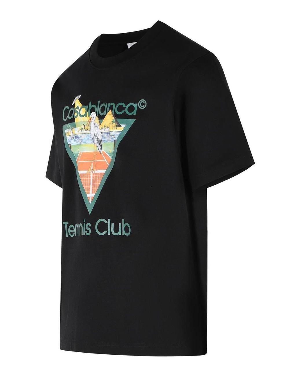 Casablanca Black Tennis Club Triangle' Cotton T-Shirt for men