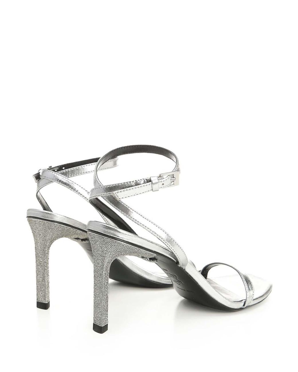 Tory Burch White Metallic Leather Sandals With Crystal