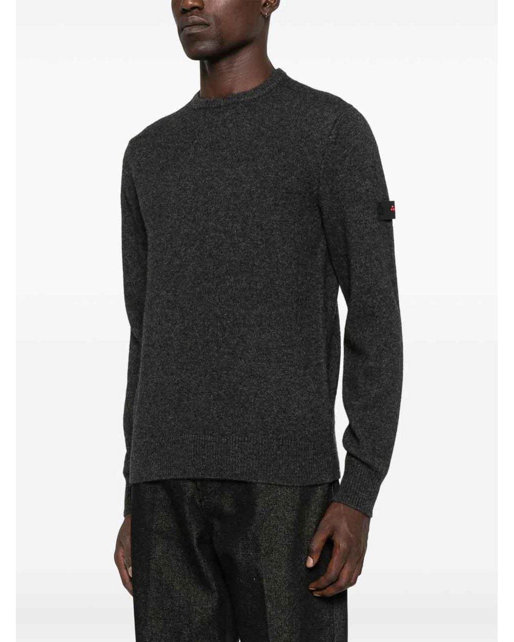 Peuterey Black Textured Knit Sweater With Crew Neckline for men