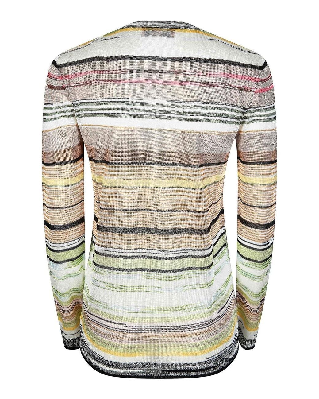 Missoni Gray Striped Flame Viscose Crewneck Sweater