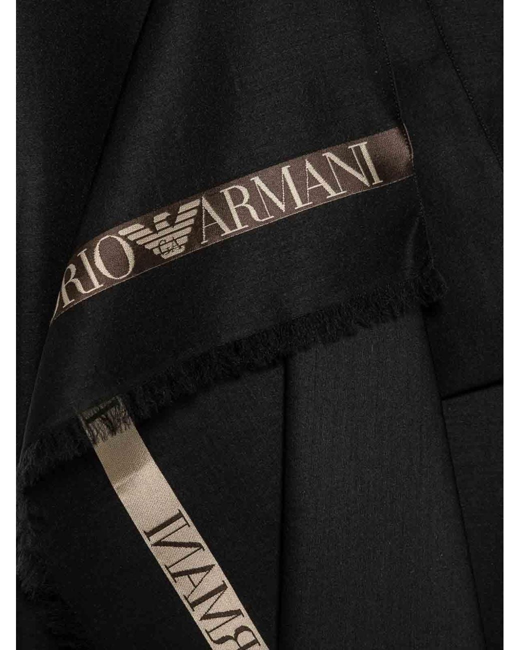 Blend In Emporio Armani Logo Wool Blend Scarf in Black for Men | Lyst UK