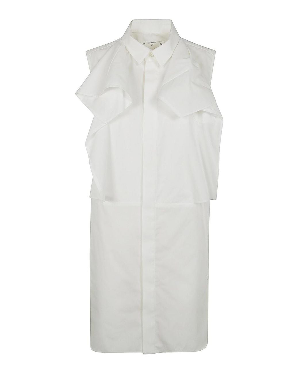 Sacai White Ruffle Detail Shirt Dress
