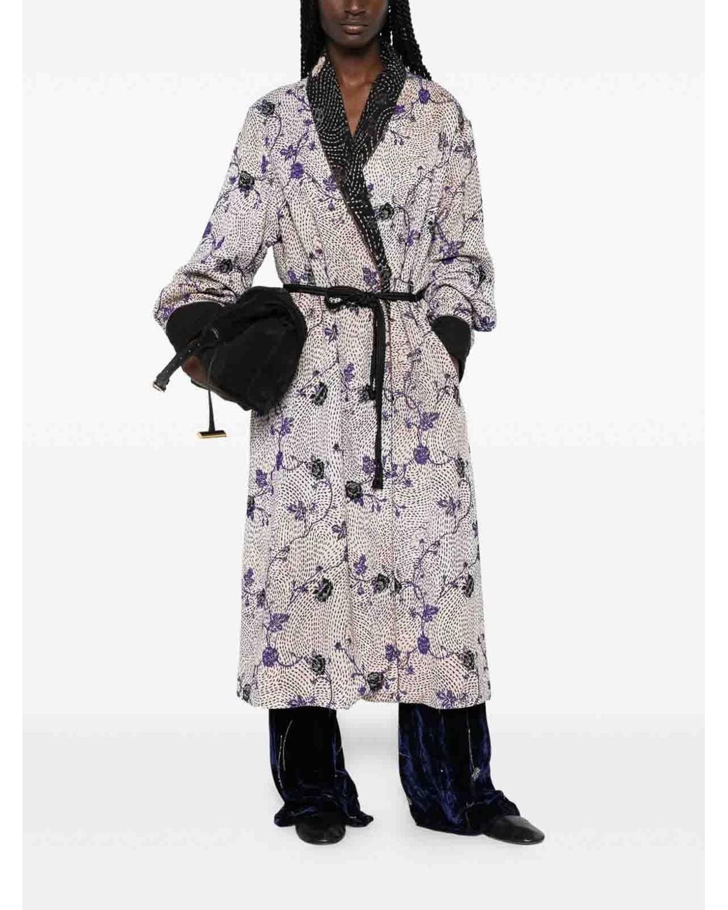 Forte_forte Gray Cherry Blossom Long Coat