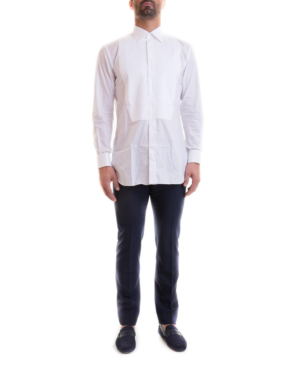Brioni White Smoking Shirt for men