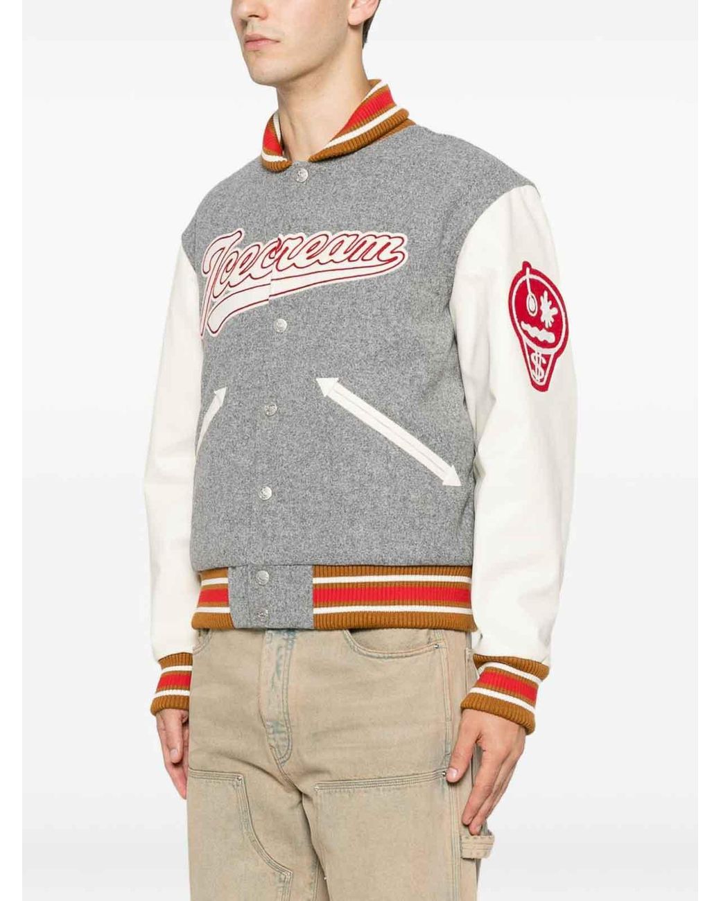 ICECREAM Gray Logo Bomber Jacket for men