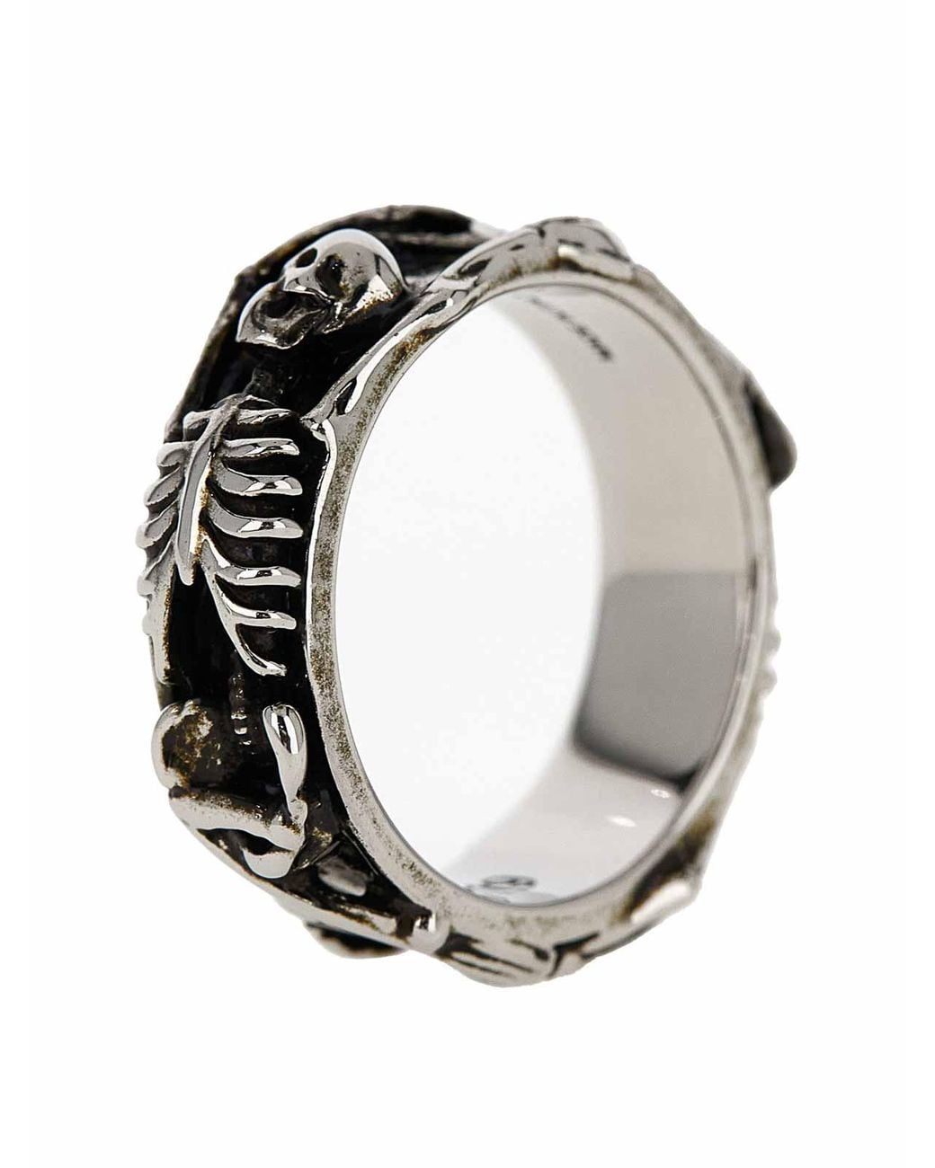 McQueen White Dancing Skeleton Ring for men