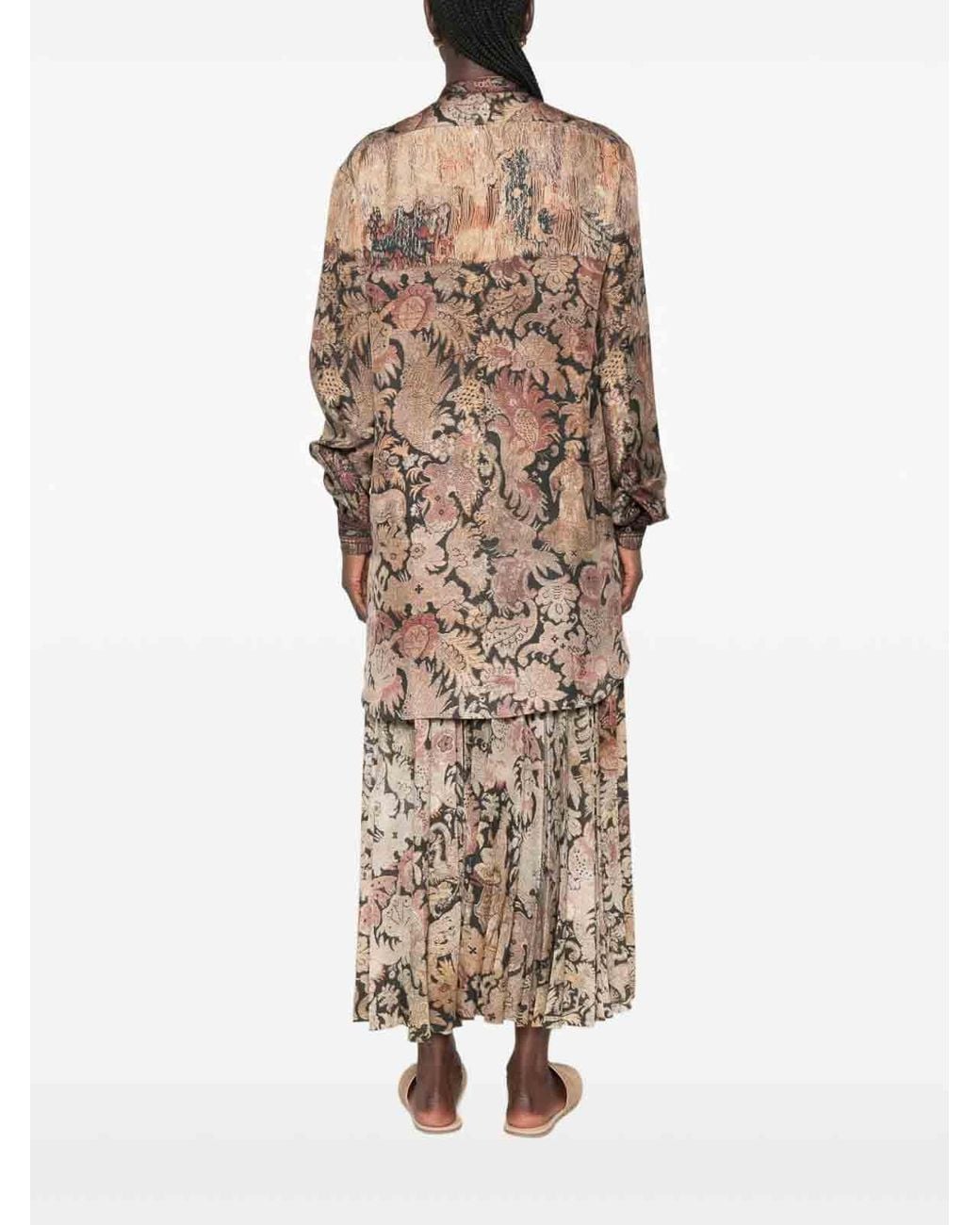 Pierre Louis Mascia Brown Printed Silk Shirt