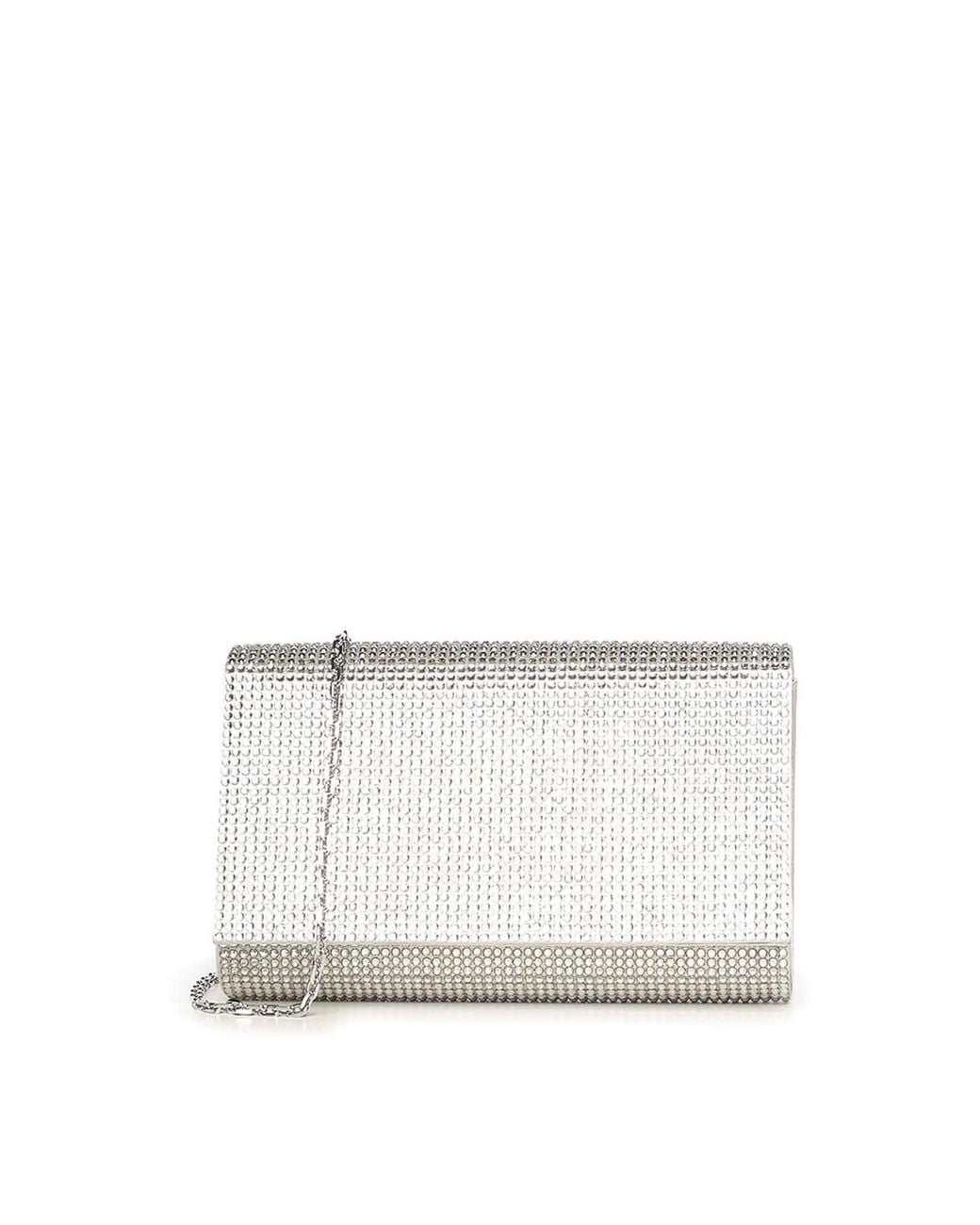 Rene Caovilla White Aida Clutch With Crystals