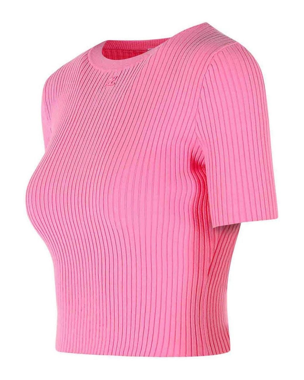 Courreges Pink Viscose Blend T-Shirt