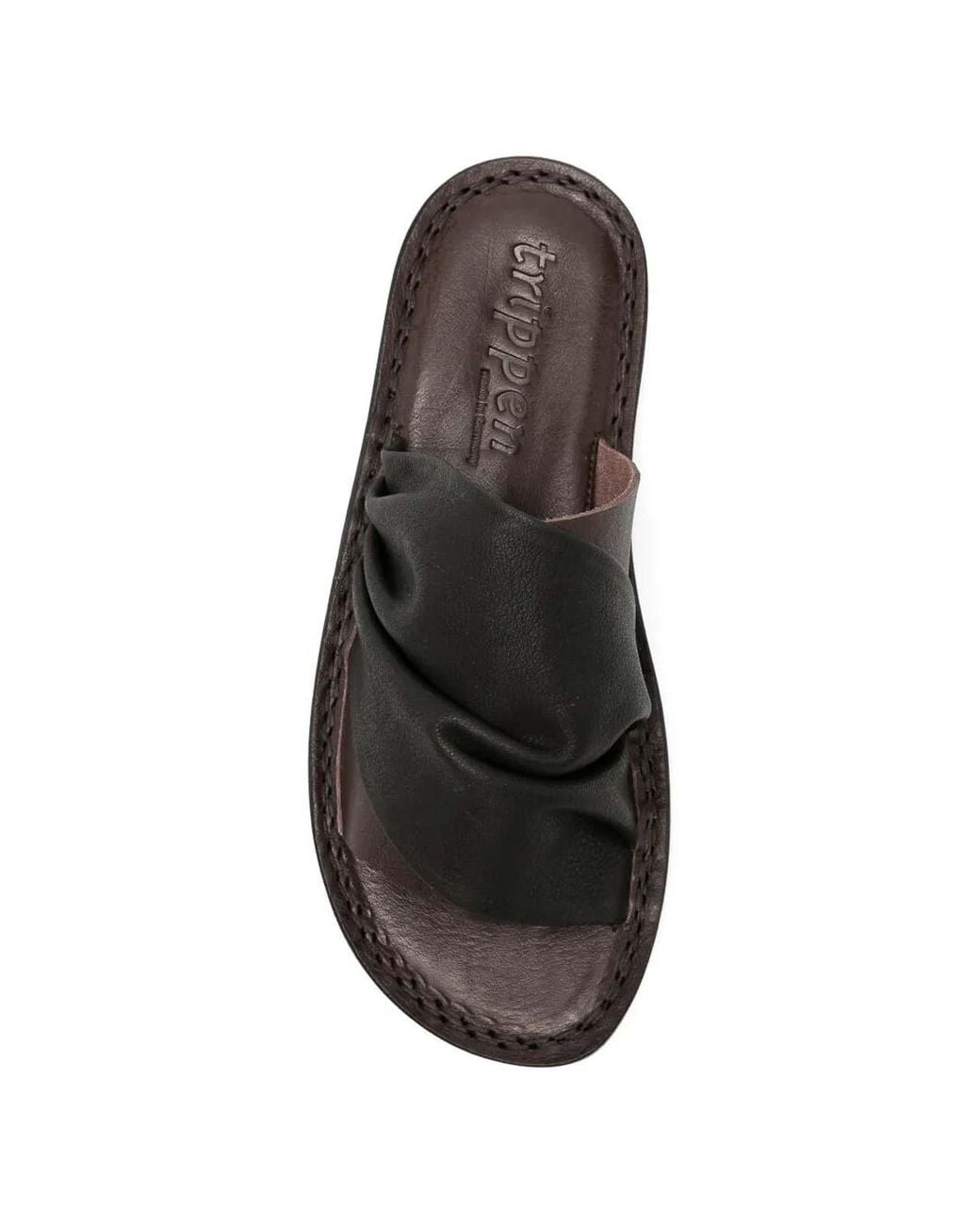 Trippen Black Drift Flat Sandals
