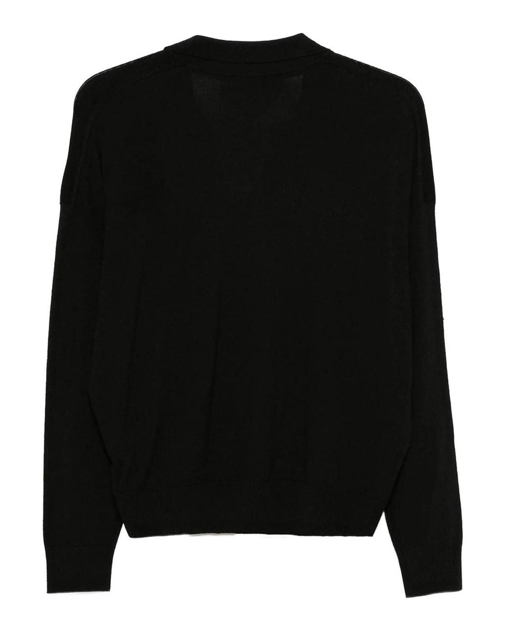 Zanone Black Wide-Fit Flexwool V-Neck Polo
