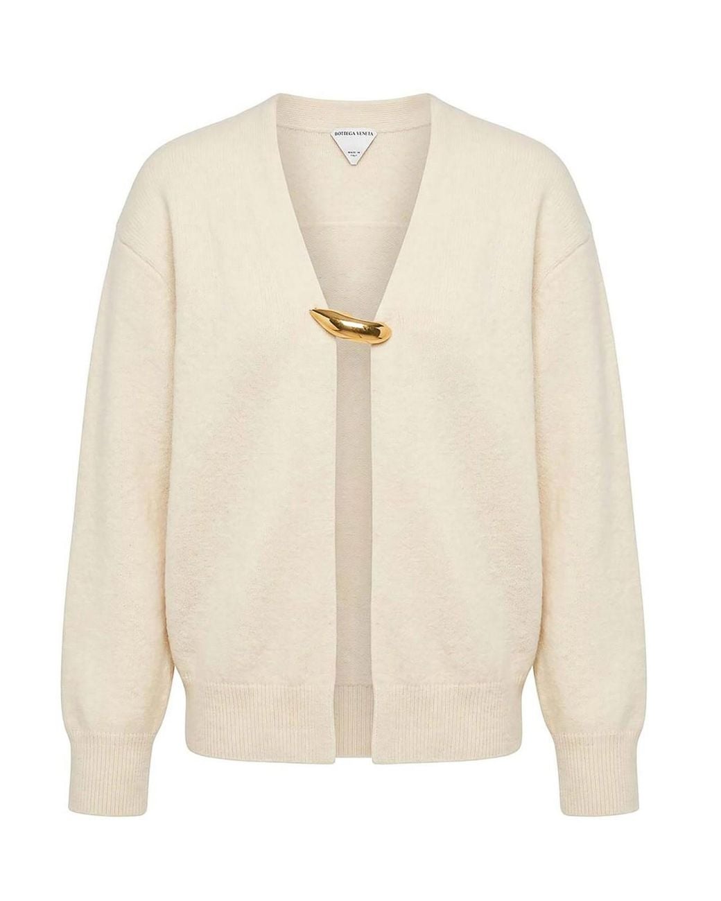 Bottega Veneta White Boucl Cardigan With Claw Brooch