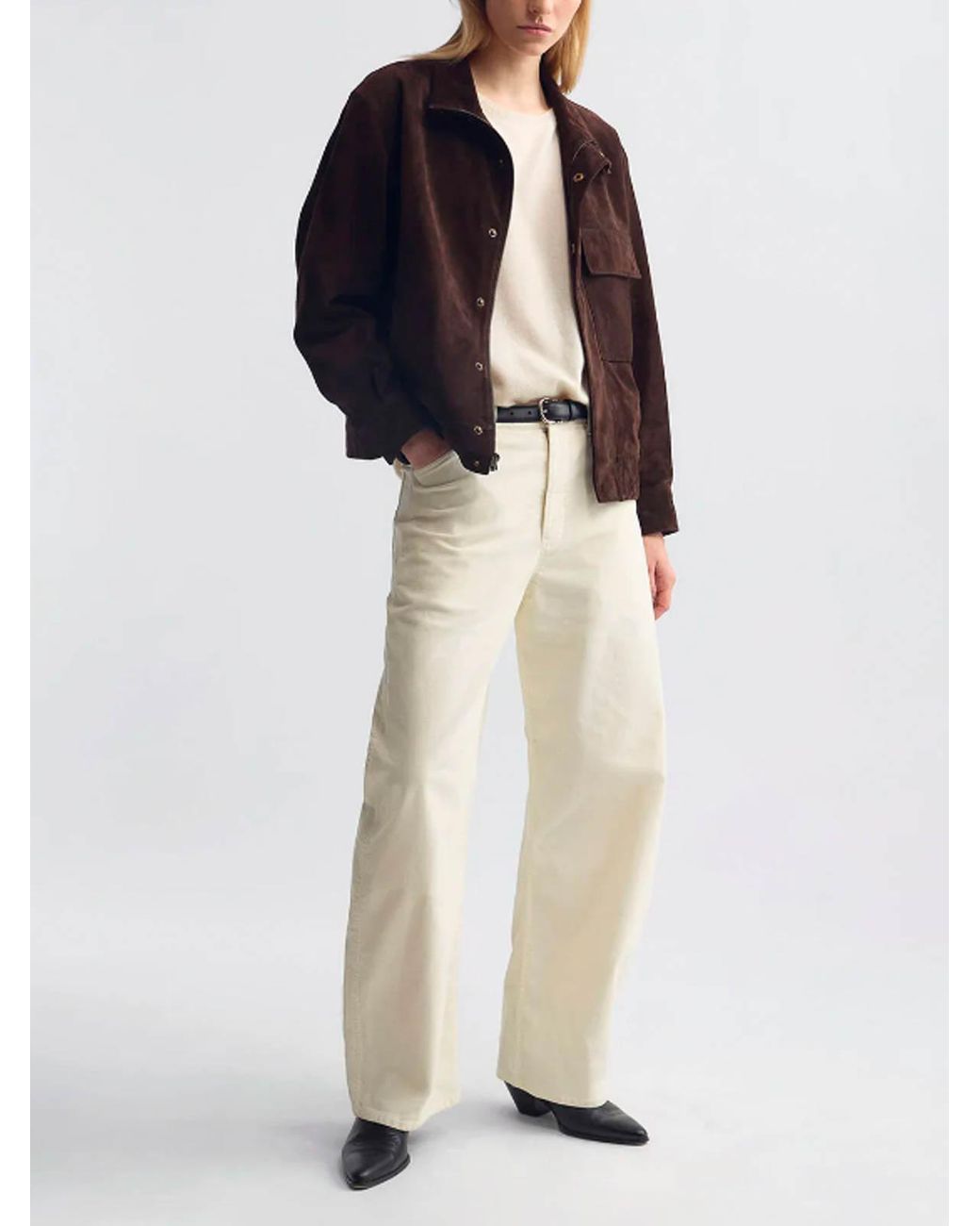Nili Lotan Natural Wide-Leg Trousers